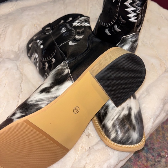 Leather cow print cowboy boots men’s size 10 brand new - Picture 5 of 9